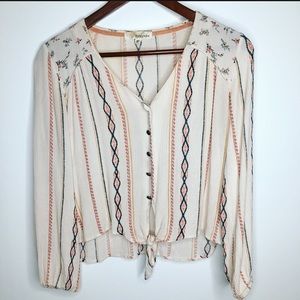 Rewind | Button-down Tie-front Long sleeve